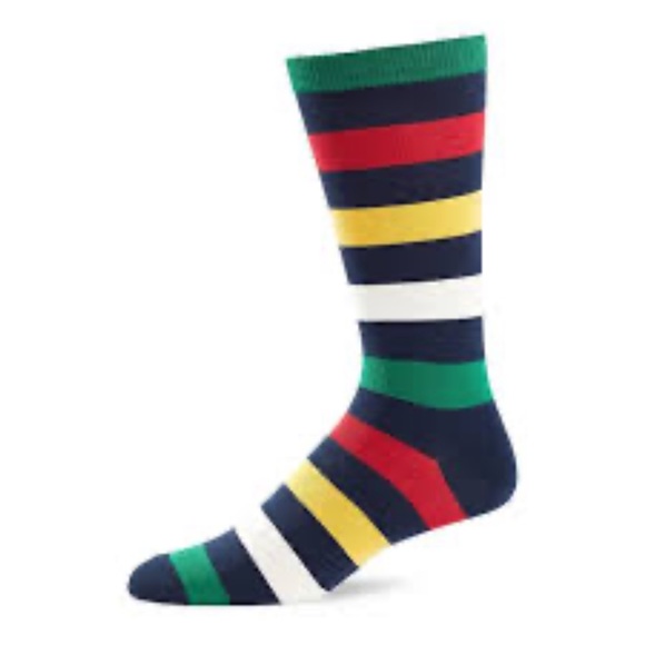 Hudson Bay Company Accessories - HBC Hudson Bay Company Navy Multi Stripe Trouser Crew Socks Unisex sz S/M